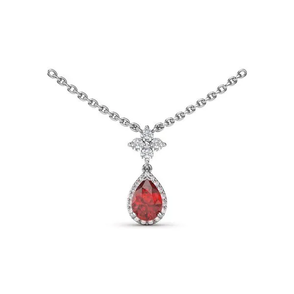 Ruby and Diamond Teardrop Necklace Van Adams Jewelers Snellville, GA