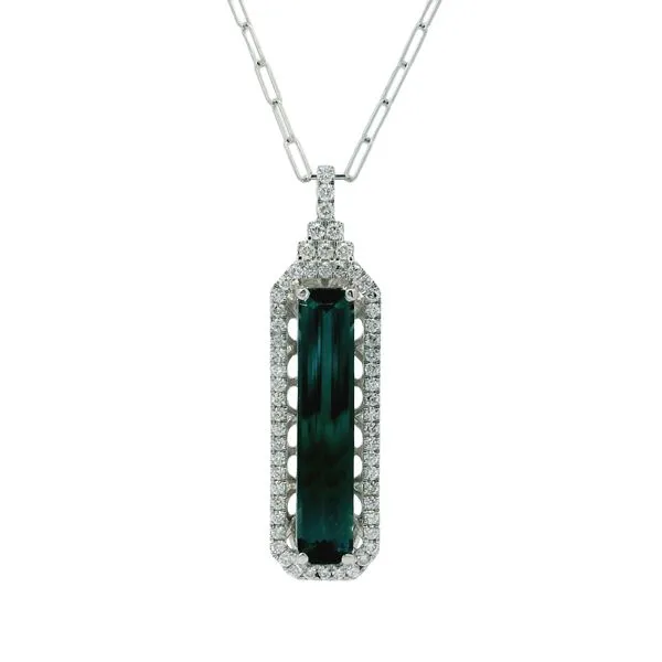 GREEN TOUMALINE AND DIAMOND FASHION NECKLACE Van Adams Jewelers Snellville, GA
