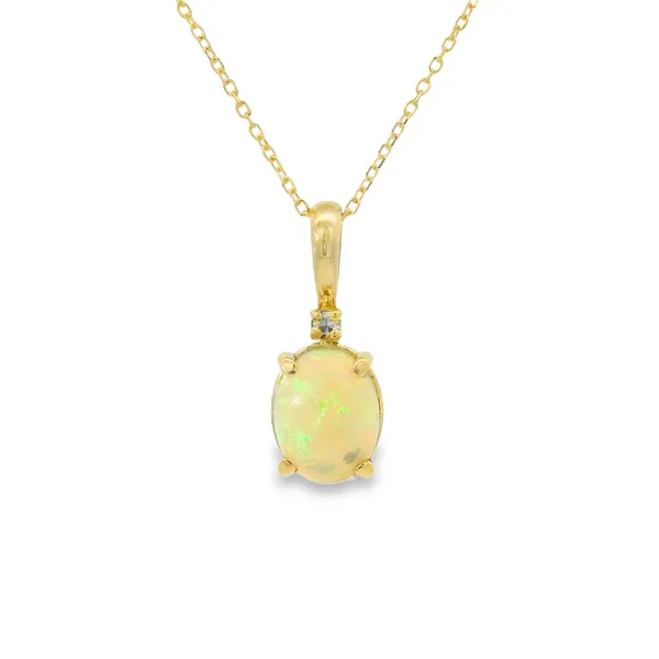 14K Gold Opal Necklace with Diamond Accent Image 2 Van Adams Jewelers Snellville, GA