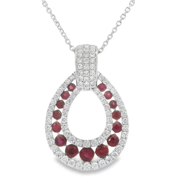 14K White Gold Ruby and Diamond Necklace Van Adams Jewelers Snellville, GA