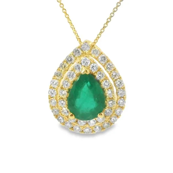 Pear Emerald And Diamond neacklace Image 2 Van Adams Jewelers Snellville, GA