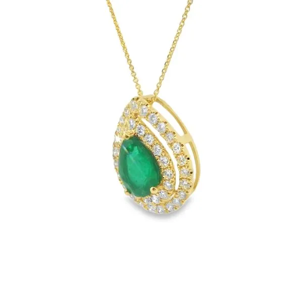 Pear Emerald And Diamond neacklace Image 3 Van Adams Jewelers Snellville, GA