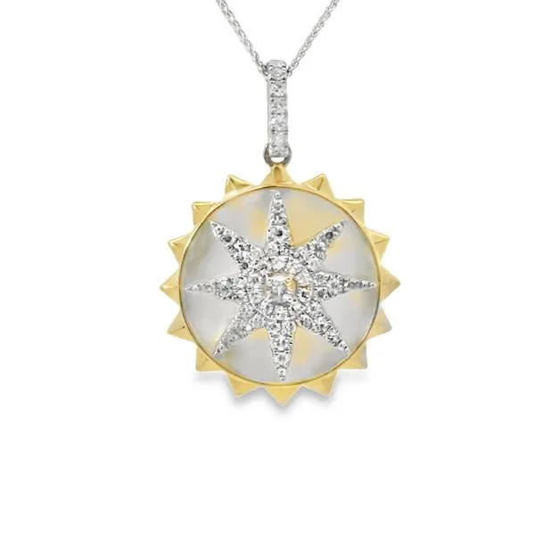 14KT TWO TONE MOTHER OF PEARL STAR MEDALLION NECKLACE Image 2 Van Adams Jewelers Snellville, GA