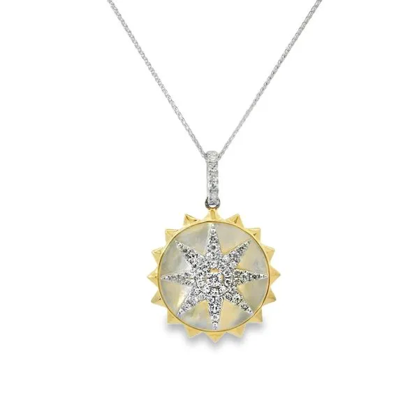 14KT TWO TONE MOTHER OF PEARL STAR MEDALLION NECKLACE Van Adams Jewelers Snellville, GA