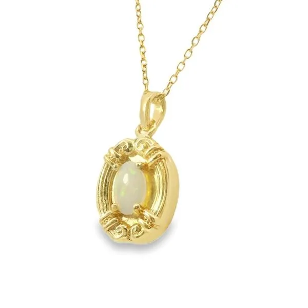 Opal Necklace in 14K Yellow Gold Image 2 Van Adams Jewelers Snellville, GA