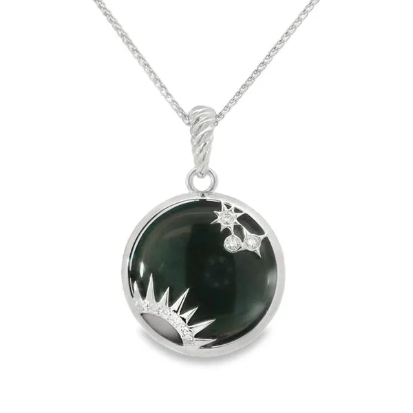TEKTITE  AND DIAMONDS CIRCLE NECKLACE Image 2 Van Adams Jewelers Snellville, GA