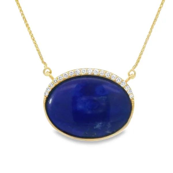OVAL LAPIS AND DIAMONDS NECKLACE Image 2 Van Adams Jewelers Snellville, GA