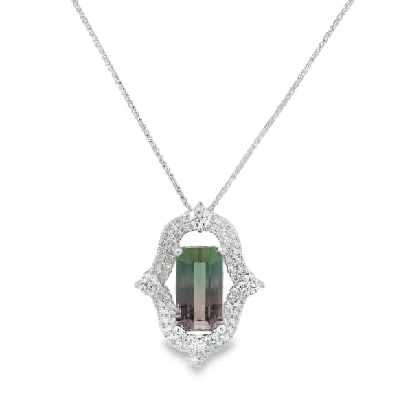 WATERMELON TOURMALINE AND  DIAMONDS NECKLACE Van Adams Jewelers Snellville, GA