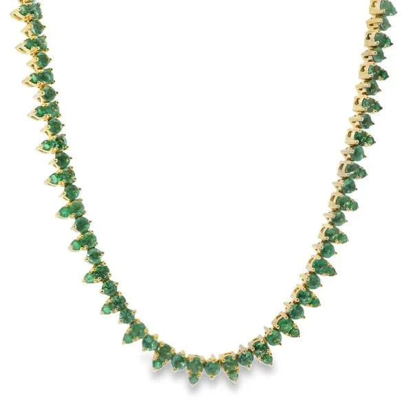 YELLOW 14 KARAT COLORED GEMSTONE NECKLACE WITH EMERALDS Van Adams Jewelers Snellville, GA