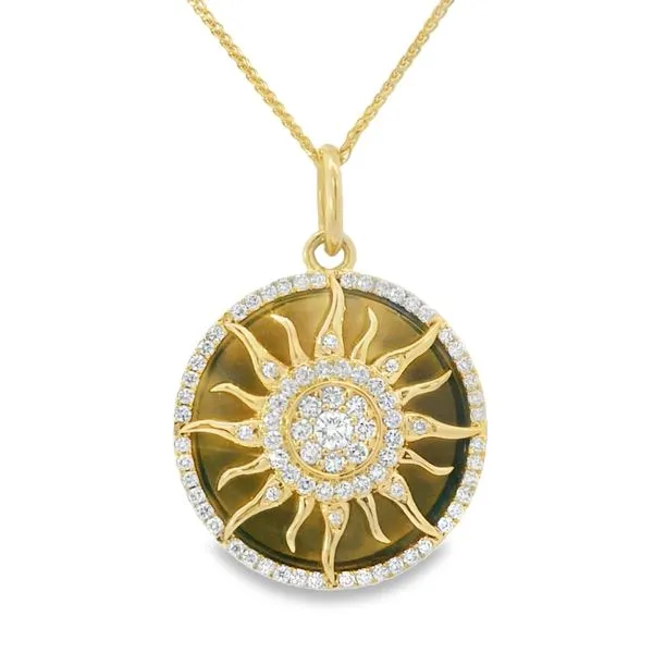 YELLOW 14 KARAT TEKTITE AND DIAMOND CIRCLE NECKLACE Image 2 Van Adams Jewelers Snellville, GA
