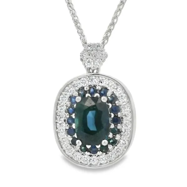 COLORED GEMSTONE NECKLACE WITH SAPPHIRES AN DIAMONDS Image 2 Van Adams Jewelers Snellville, GA