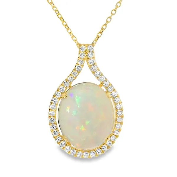 4.50CT OVAL OPAL AND NATURAL DIAMONDS NECKLACE Image 2 Van Adams Jewelers Snellville, GA