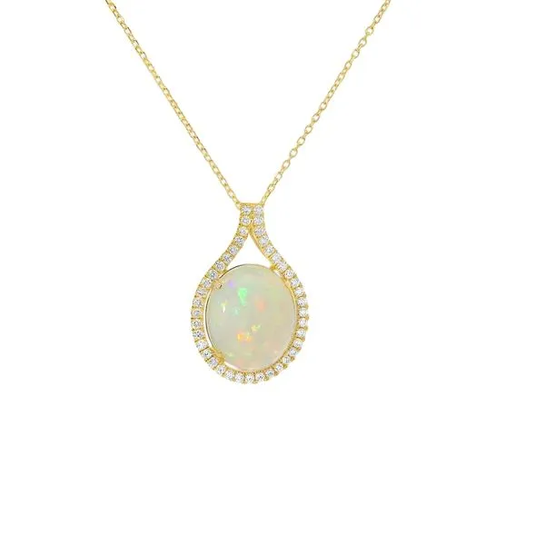 4.50CT OVAL OPAL AND NATURAL DIAMONDS NECKLACE Van Adams Jewelers Snellville, GA