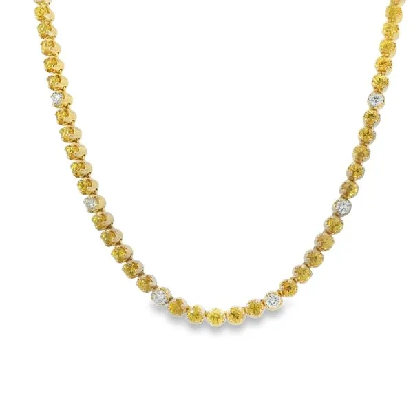 5.30TW  YELLOW SAPPHIRES AND NATURAL DIAMONDS NECKLACE Van Adams Jewelers Snellville, GA