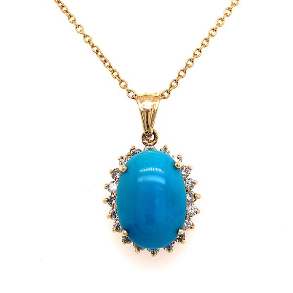 14 Karat Turquoise and Diamond Necklace Van Adams Jewelers Snellville, GA