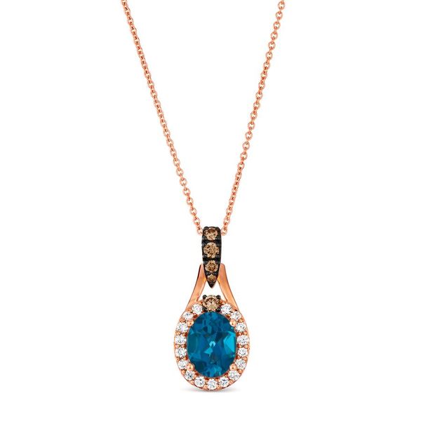 Le Vian Chocolatier® Pendant featuring Deep Sea Blue Topaz™ Chocolate diamonds® , Vanilla diamonds® set in 14K Strawberry Gold® Van Adams Jewelers Snellville, GA