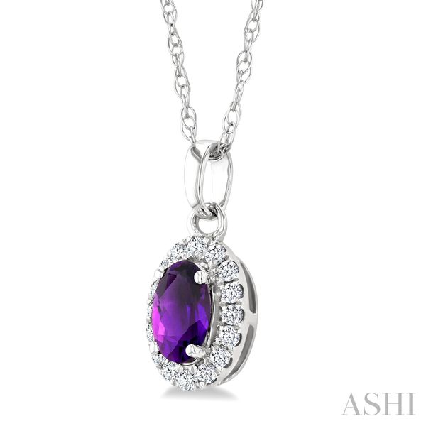 Oval Shape Gemstone & Halo Diamond Pendant Image 2 Van Adams Jewelers Snellville, GA