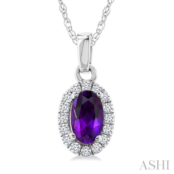 Oval Shape Gemstone & Halo Diamond Pendant Van Adams Jewelers Snellville, GA