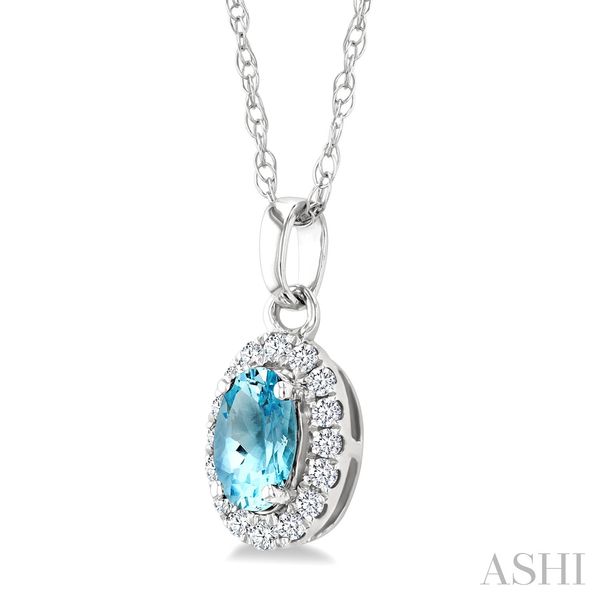 Oval Shape Gemstone & Halo Diamond Pendant Image 2 Van Adams Jewelers Snellville, GA