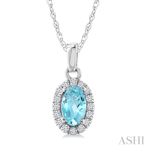 Oval Shape Gemstone & Halo Diamond Pendant Van Adams Jewelers Snellville, GA