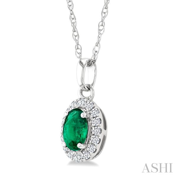 Oval Shape Gemstone & Halo Diamond Pendant Image 2 Van Adams Jewelers Snellville, GA
