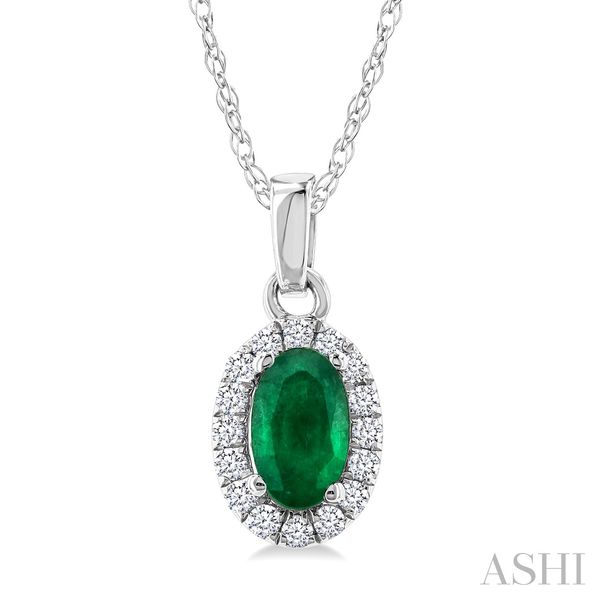 Oval Shape Gemstone & Halo Diamond Pendant Van Adams Jewelers Snellville, GA