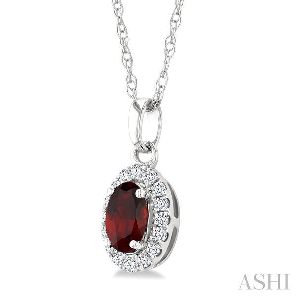 Oval Shape Gemstone & Halo Diamond Pendant Image 2 Van Adams Jewelers Snellville, GA
