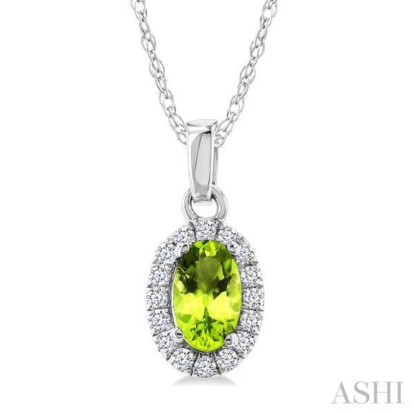 Oval Shape Gemstone & Halo Diamond Pendant Van Adams Jewelers Snellville, GA