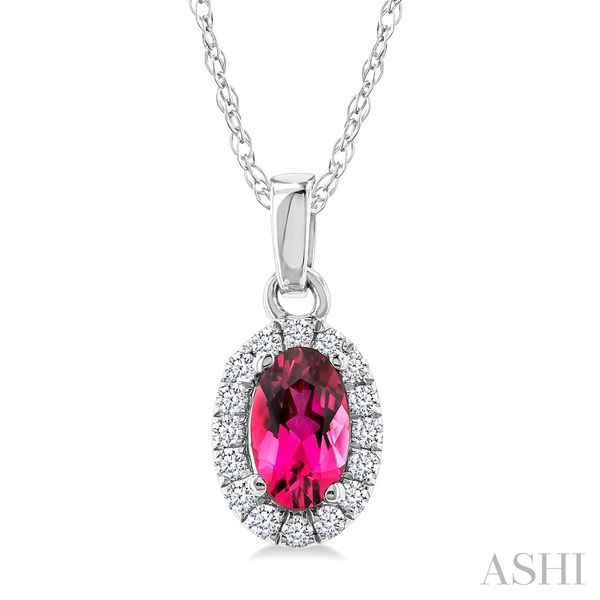 Oval Shape Gemstone & Halo Diamond Pendant Van Adams Jewelers Snellville, GA