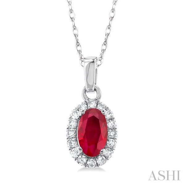 Oval Shape Gemstone & Halo Diamond Pendant Van Adams Jewelers Snellville, GA
