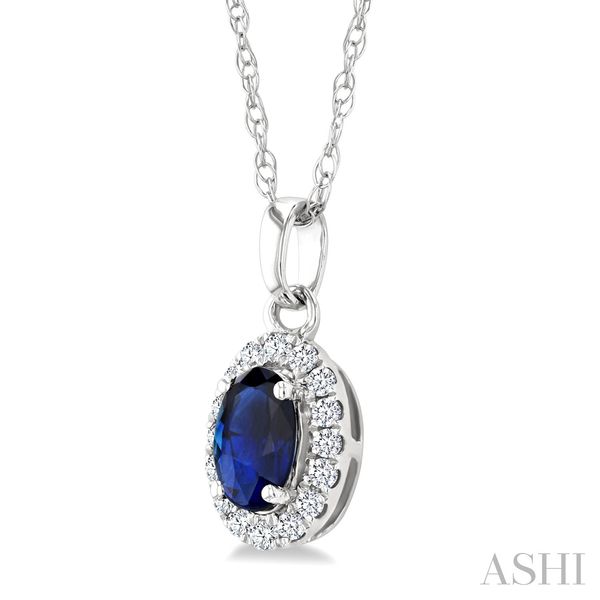 Oval Shape Gemstone & Halo Diamond Pendant Image 2 Van Adams Jewelers Snellville, GA