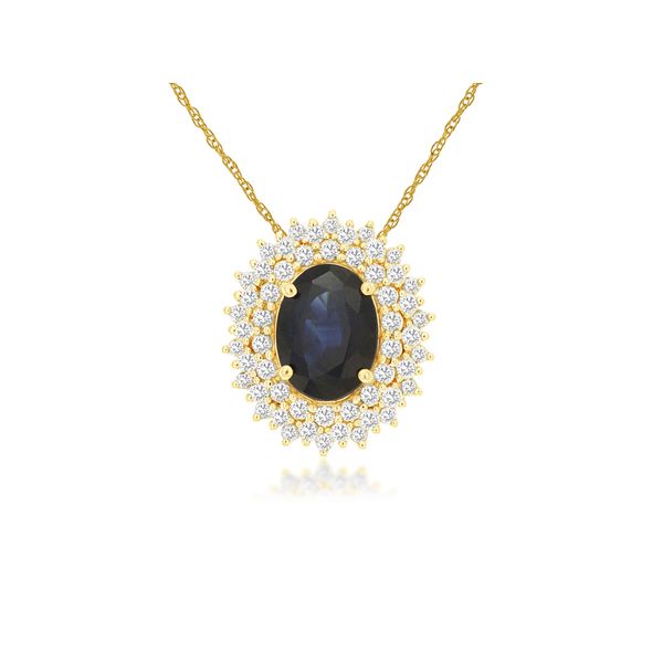 Sapphire and Diamond Double Halo Necklace Van Adams Jewelers Snellville, GA