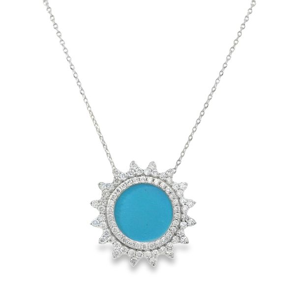 Turquoise and Diamond Circle Necklace Van Adams Jewelers Snellville, GA