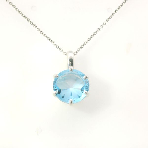 Flower Carved Blue Topaz Pendant in Sterling Silver Van Adams Jewelers Snellville, GA
