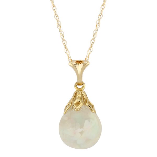 14K Yellow Gold Floating Opal Necklace Van Adams Jewelers Snellville, GA