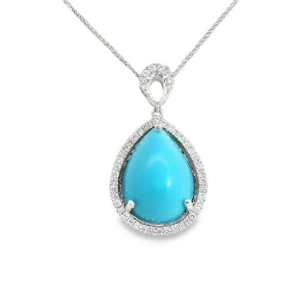 Turquoise and Diamond Pear Shape Pendant Van Adams Jewelers Snellville, GA