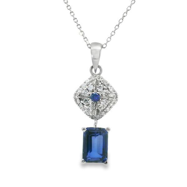 Sapphire and Diamond Necklace Image 2 Van Adams Jewelers Snellville, GA