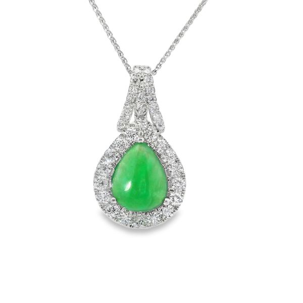 COLORED GEMSTONE NECKLACE WITH PEAR JADE AND 0.35TWT NATURAL DIAMONDS Image 2 Van Adams Jewelers Snellville, GA