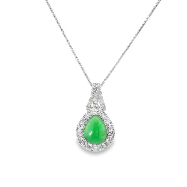 COLORED GEMSTONE NECKLACE WITH PEAR JADE AND 0.35TWT NATURAL DIAMONDS Van Adams Jewelers Snellville, GA