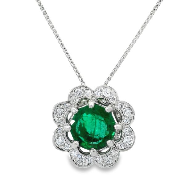 Emerald Fancy Halo Necklace Van Adams Jewelers Snellville, GA
