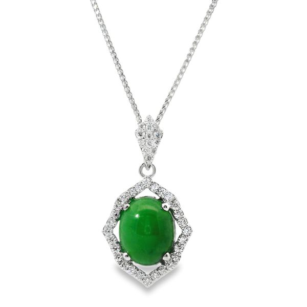White Gold Jade and Diamond Necklace Van Adams Jewelers Snellville, GA