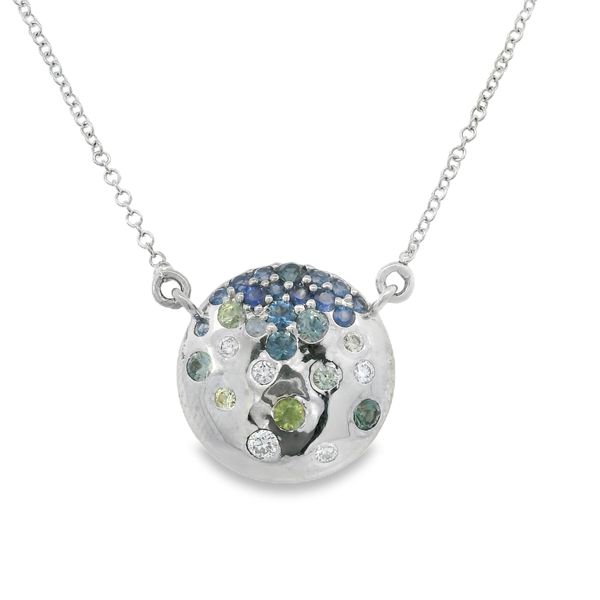 White Gold Montana Sapphire and Diamond Necklace Van Adams Jewelers Snellville, GA