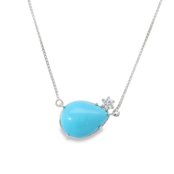 Pear Shaped Turquoise and Diamond Pendant Van Adams Jewelers Snellville, GA