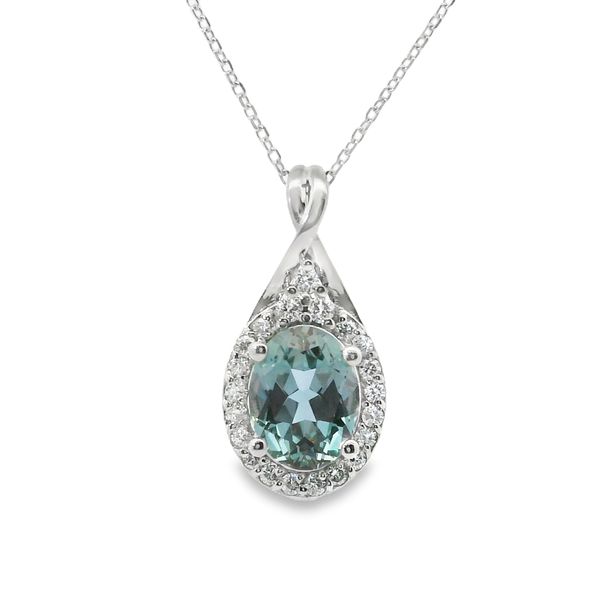 Lab Grown Alexandrite and Diamond Necklace Image 2 Van Adams Jewelers Snellville, GA