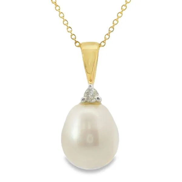 Pearl and Diamond Drop Pendant Image 2 Van Adams Jewelers Snellville, GA