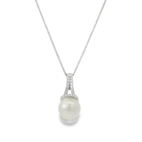WHITE 14 KARAT PEARL AND DIAMOND FASHION NECKLACE Van Adams Jewelers Snellville, GA