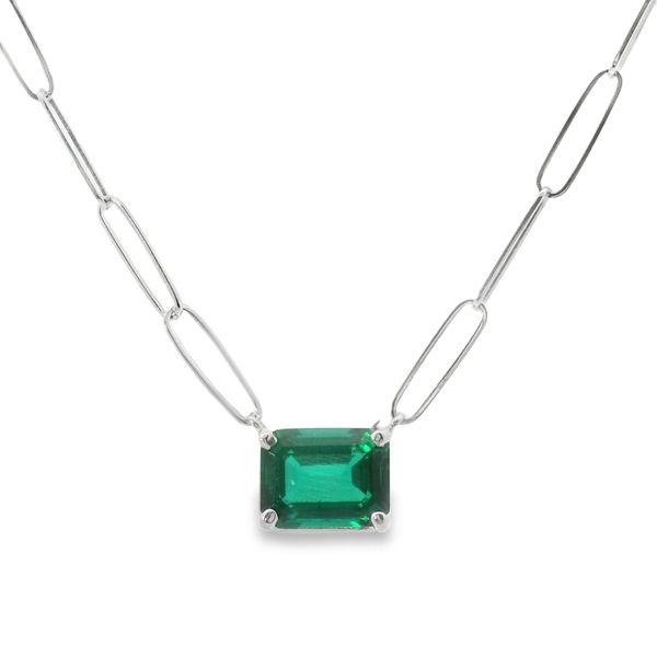 Lab Grown Emerald Silver Necklace Van Adams Jewelers Snellville, GA