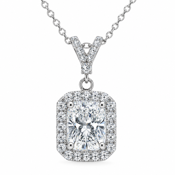 14K White Gold 1.29 CTW Radiant Lab Diamond Necklace Van Adams Jewelers Snellville, GA