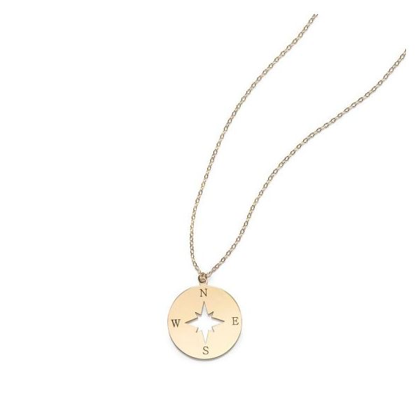 14K Yellow Gold Polished North Star Disc Necklace Van Adams Jewelers Snellville, GA