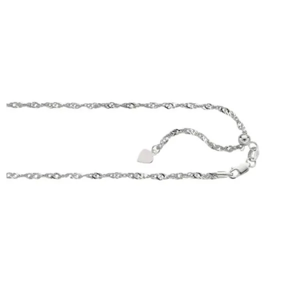 14K White Gold  Adjustable Singapore Chain Van Adams Jewelers Snellville, GA